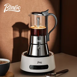Bincoo-stainless steel double valve Moka pot for coffee, small Italian appliances, transparent hand brewed coffee pot