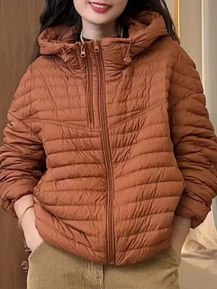 

Orange Hooded Zipper down Jaet Women's Casual Long Sve Coat Autumn Winter New Faion Warm Cotton Clothes Fem Outerwear