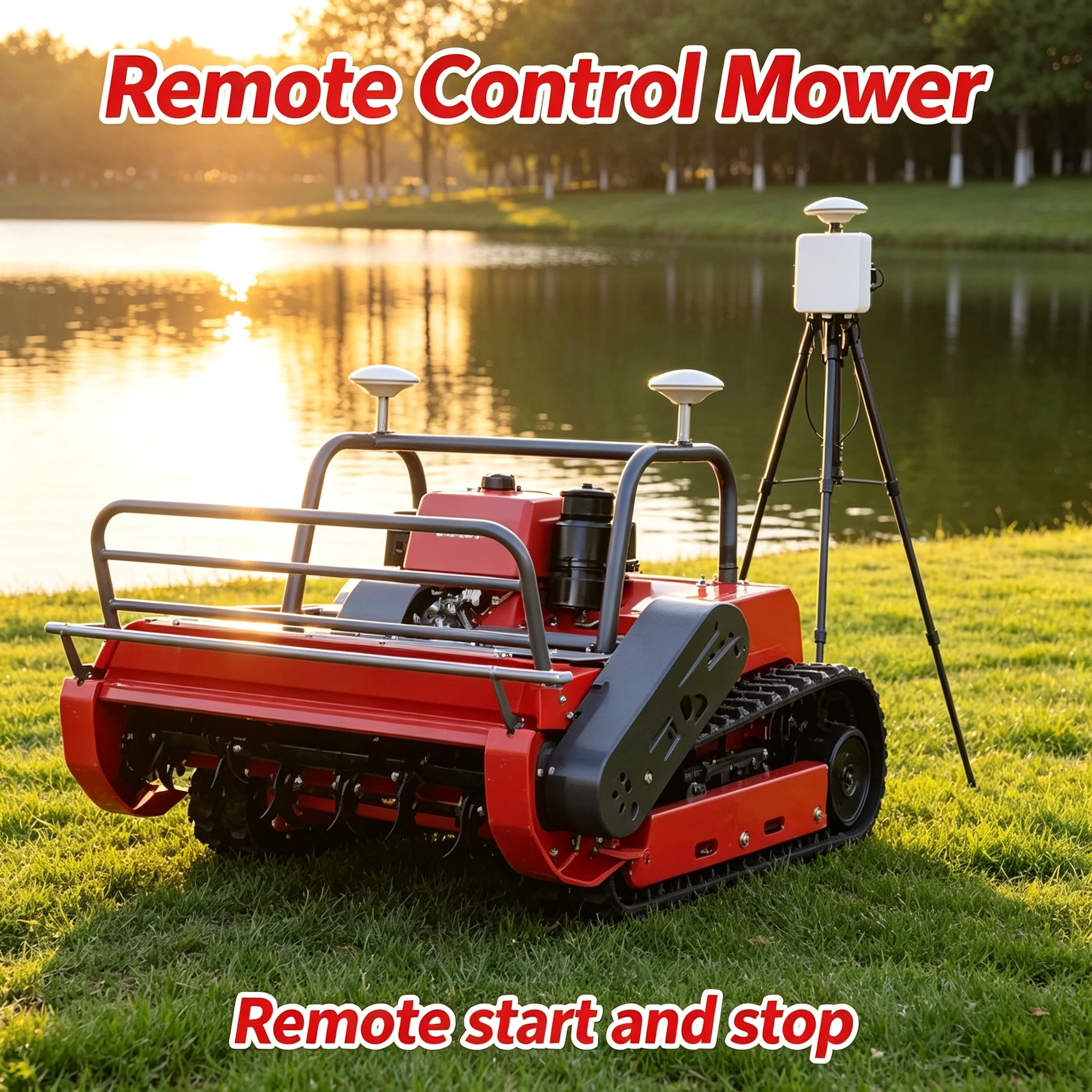 Customized Rechargeable Electric Tracked Lawn Mower Remote Control Cordless Grass Trimmer for Large Area Lawn Orchard