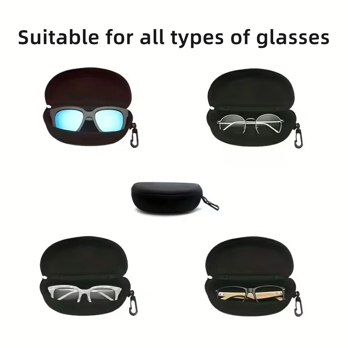 PINMOAP Black Glasses Case Hard Shell Eyeglass Case Protective Sunglasses Holder Box Portable Organizer For Men Women Travel