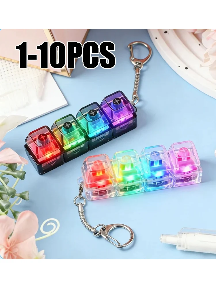 LED-verlichte sleutelhanger met klikbare knop, fidget toy voor stress- en angstverlichting, draagbaar bureau-accessoire, kantoordecoratie, cadeau - afbeelding 2