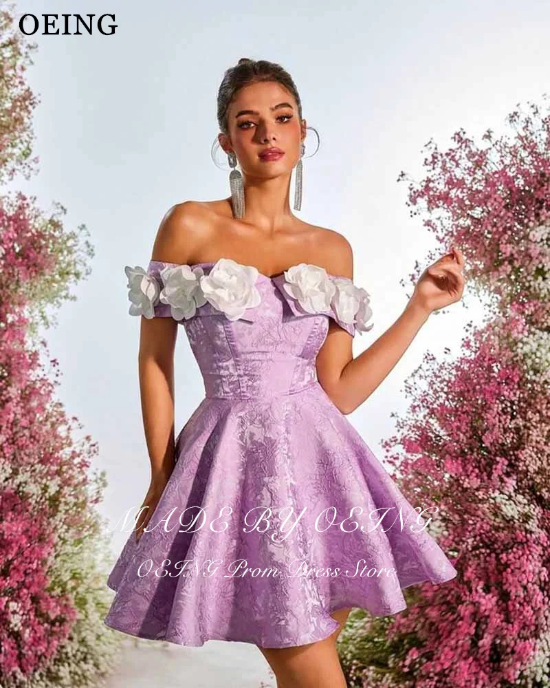 Oeing encantador a linha roxo vestido de baile fora do ombro apliques rendas voltar vestidos de baile vestidos de fiesta personalizado