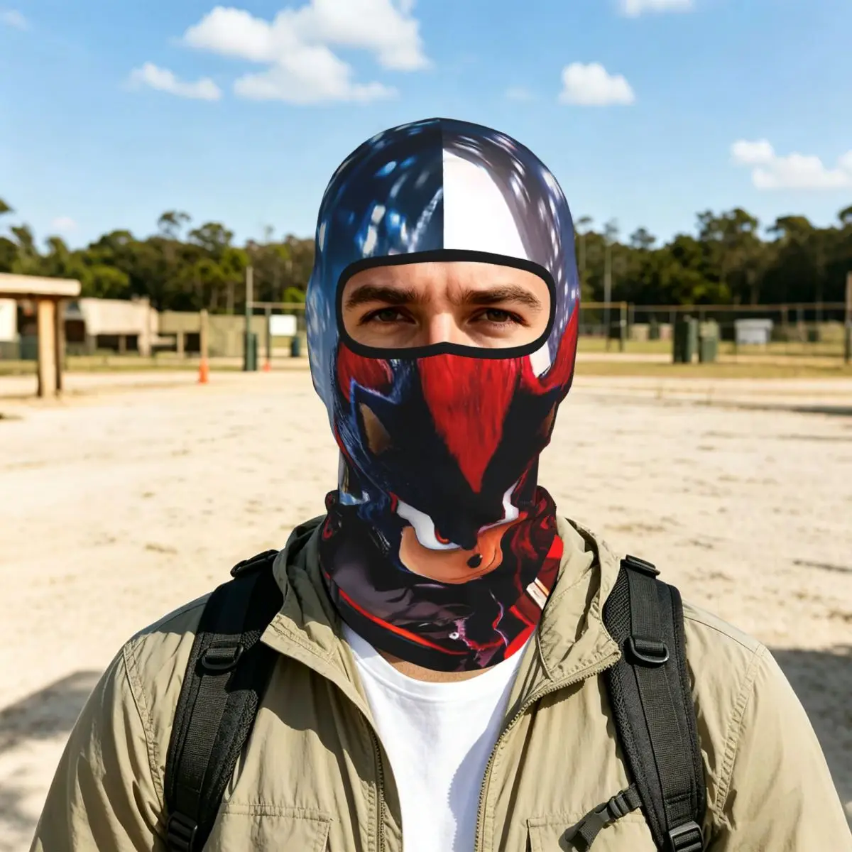 Shadow The Hedgehog Breathable Thin Balaclava Full Face Mask Sun Protection Neck Gaiter For Motorcycle Fishing Outdoor