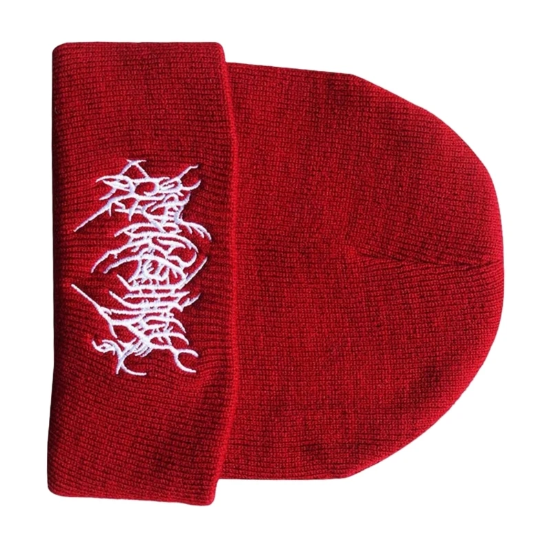 Embroidery Beanie Hat Pullover Skull Hat Women Men Unisex Windproof Knit Hat