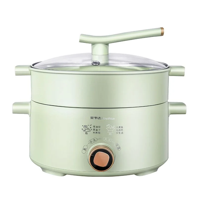 Electric cooking pot double-layer with steamer 3.5 liters high-power quick heating household non-stick electric hot pot
