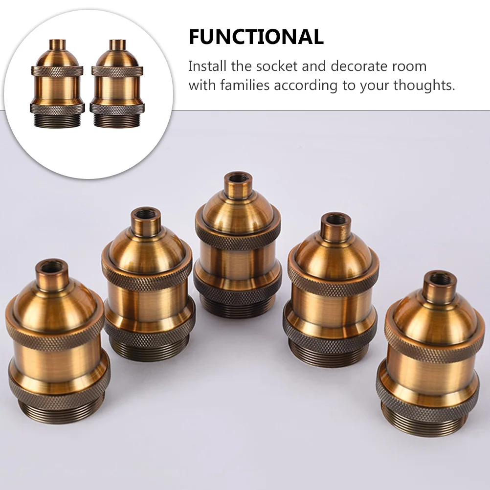

2pcs E27 Retro Lamp Holder Aluminum Alloy Ch Socket Light Bulbs Holder Pendant Lamp Vintage Edison Decorative Lighting
