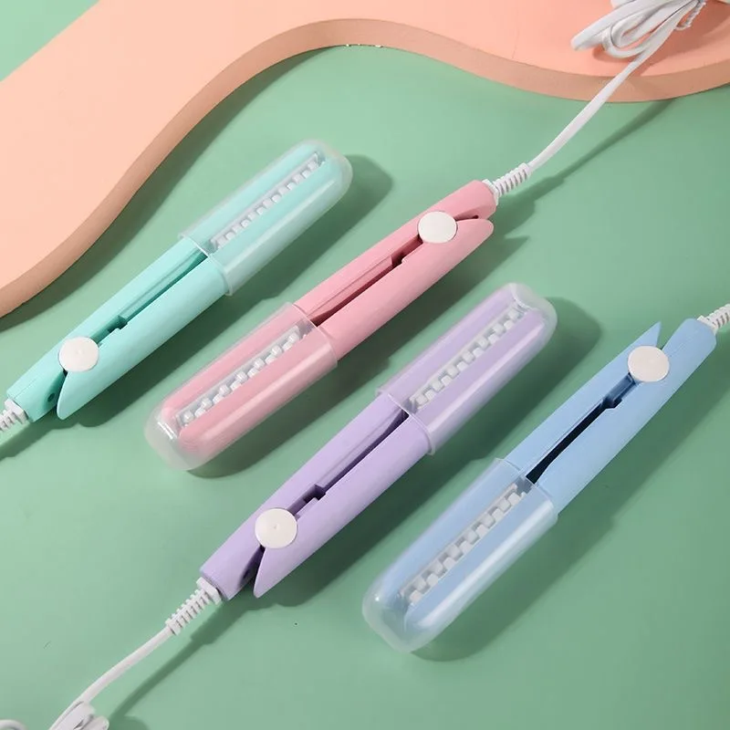 Cepillos eléctricos para el cabello de 220V, cepillo alisador de pelo Airwrap, Mini cepillos eléctricos de cerámica para el cuidado del cabello con Clip a cuadros esponjoso