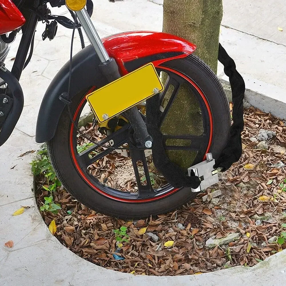 قفل سلسلة الدراجة الثقيلة ، قفل أمان أسود ، سلسلة معدنية للدراجات النارية والدراجات ، m #6