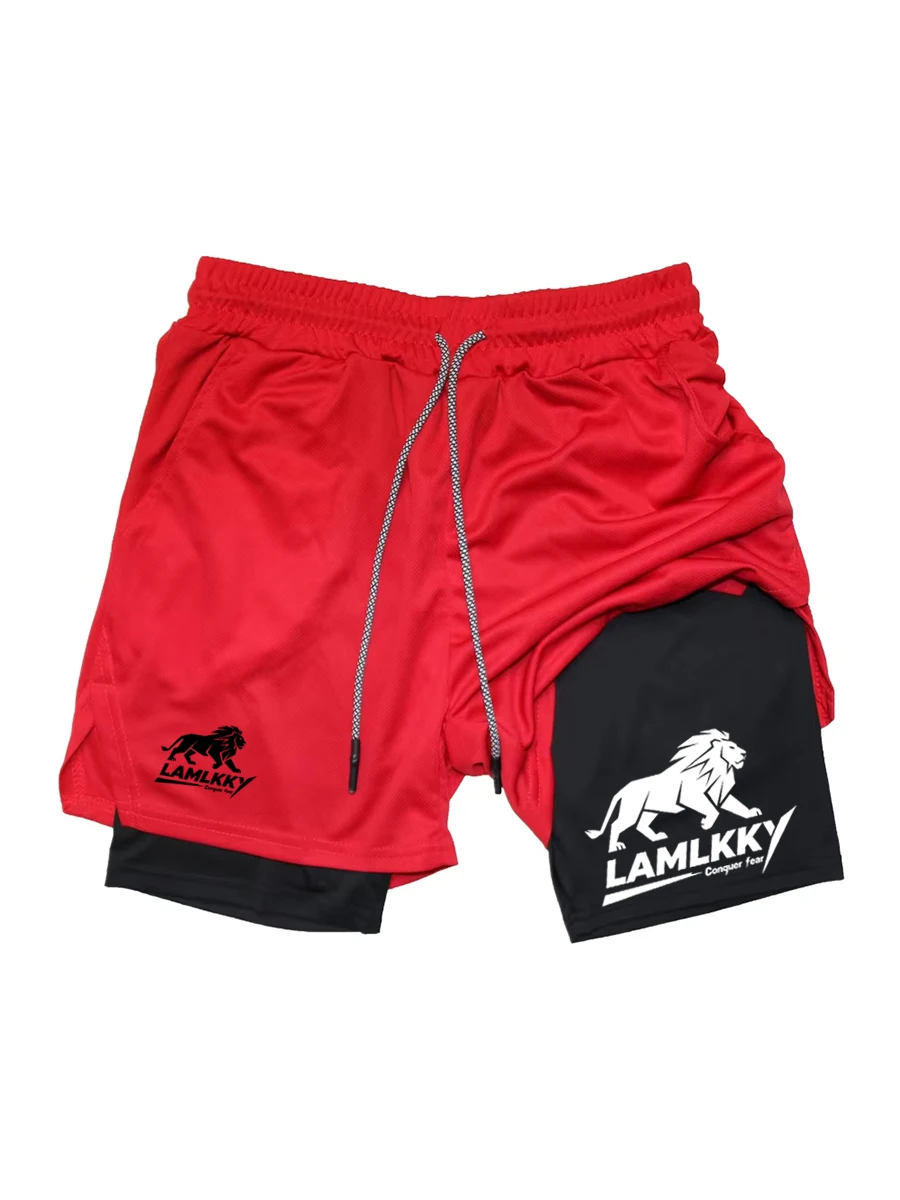 

2 in 1 Men's Running Shorts with Phone Pocket & Towel Loop | Print Athletic Gym Workout Quick Dry RL000724