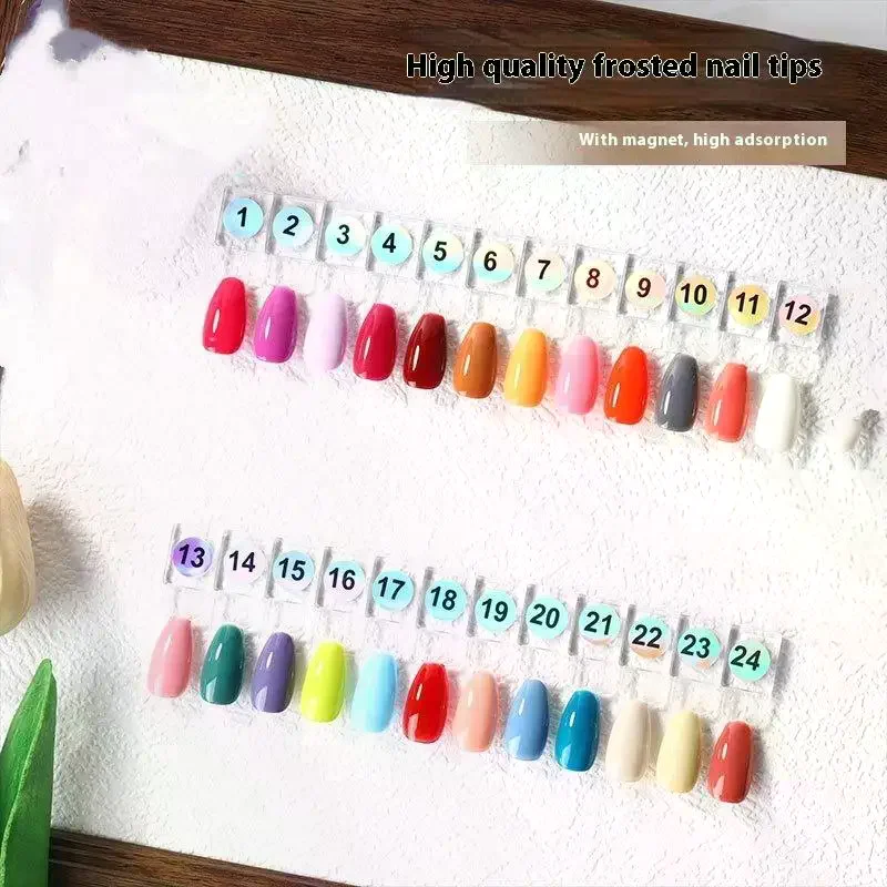24PCS Polish Color Chart Magnetic False Nail Tip Display Clear Color Card Polish Gel Stand Board Nail Palette Nail Glue Practice