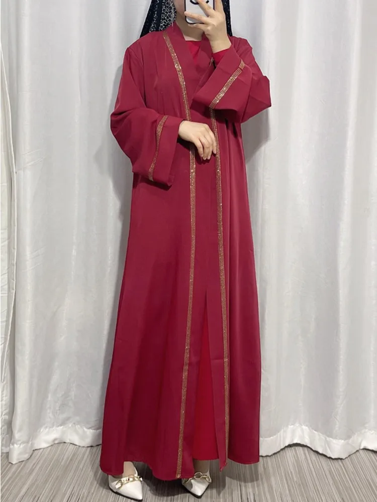 Aperto Abaya Kimono Dubai turchia caftano Cardigan musulmano Abaya per le donne Casual Robe Longue Djellaba Femme caftano abbigliamento islamico