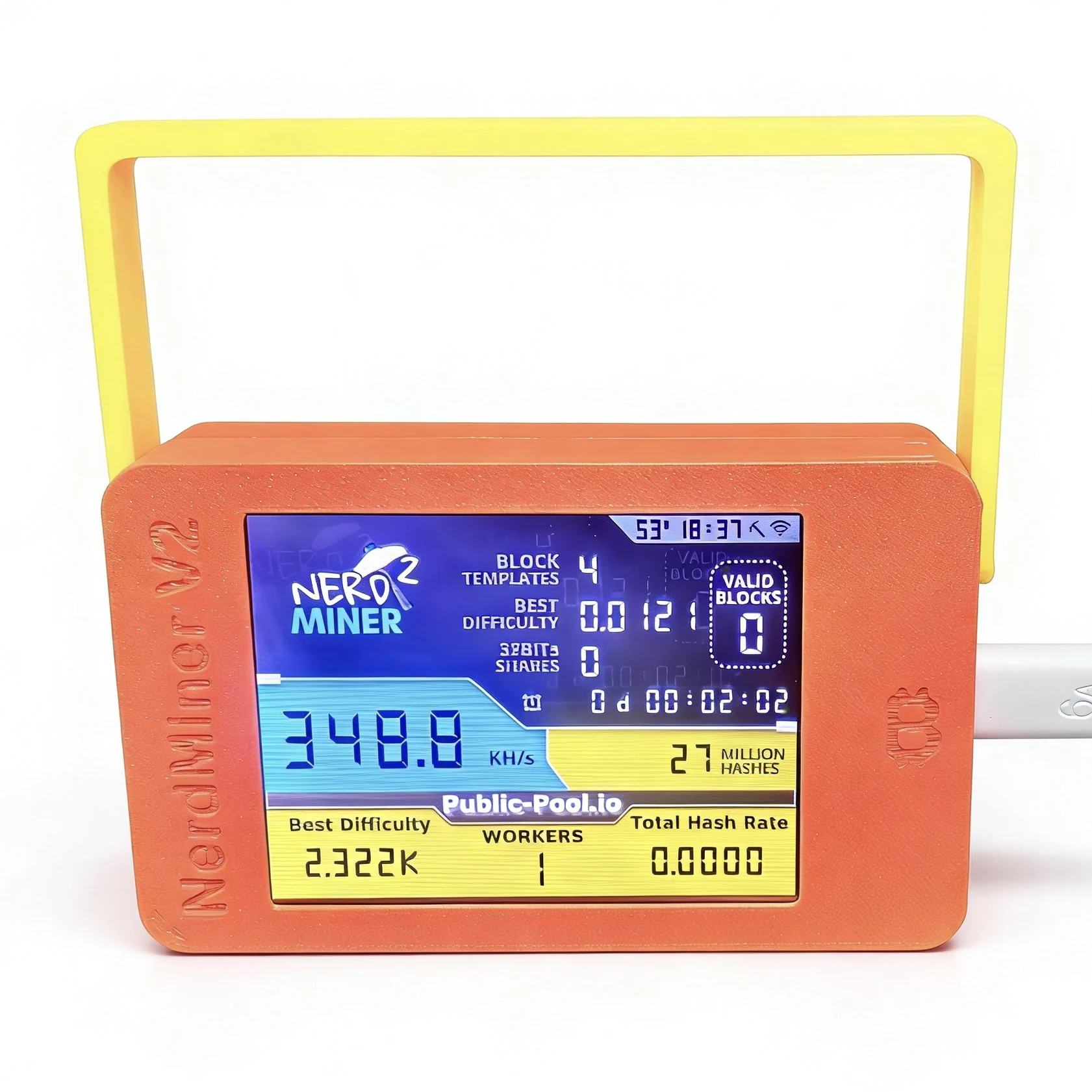 NMMiner NerdMiner V2 ESP32 2.8-Inch Touchscreen Development Board Lucky  Solo Bitcoin Miner 350KH/s Smart Display