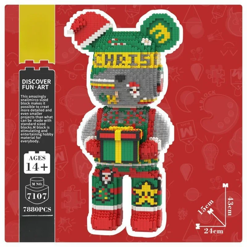 Christmas Eve Bear Tiny Particles Building Block Assembly Educational Toys Men and Women Brain Christmas Gift Ornament Friends