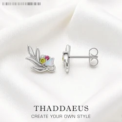 Nature's Beauty Flower Ear Studs,Europe Fine Jewerly For Women,2022 Spring Bohemia Gift In 925 Sterling Silver