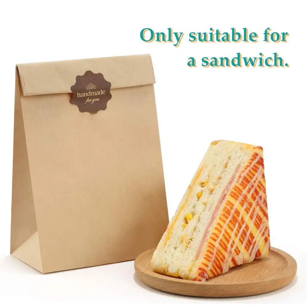 

100 Pcs Kraft Paper Bags Snacks Baking Packaging Tea Food Small Gift Sandwich Bread Bags For Party Wedding Supplies Packaging