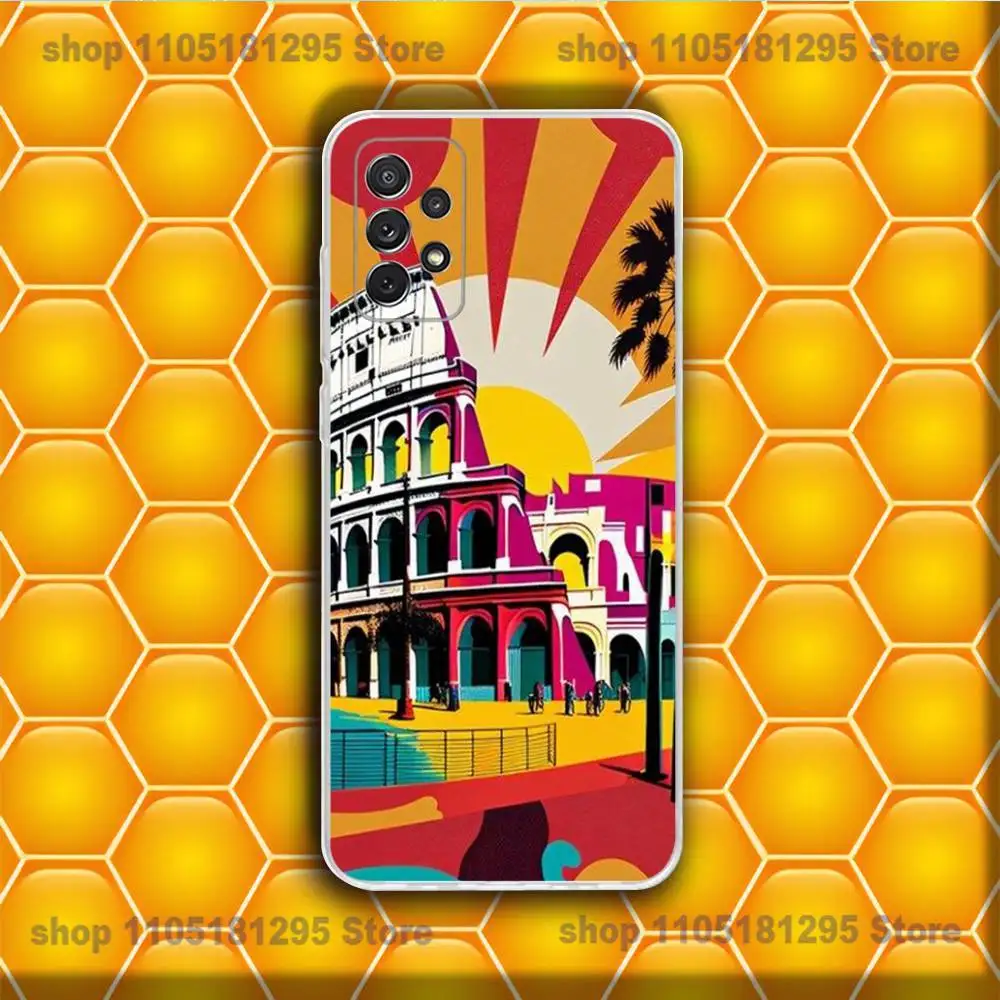 Italy Rome City Travel Phone Case For Samsung S30,23,21,22,20 FE lite,S10,9,PIus Note20ultra Soft Transparent