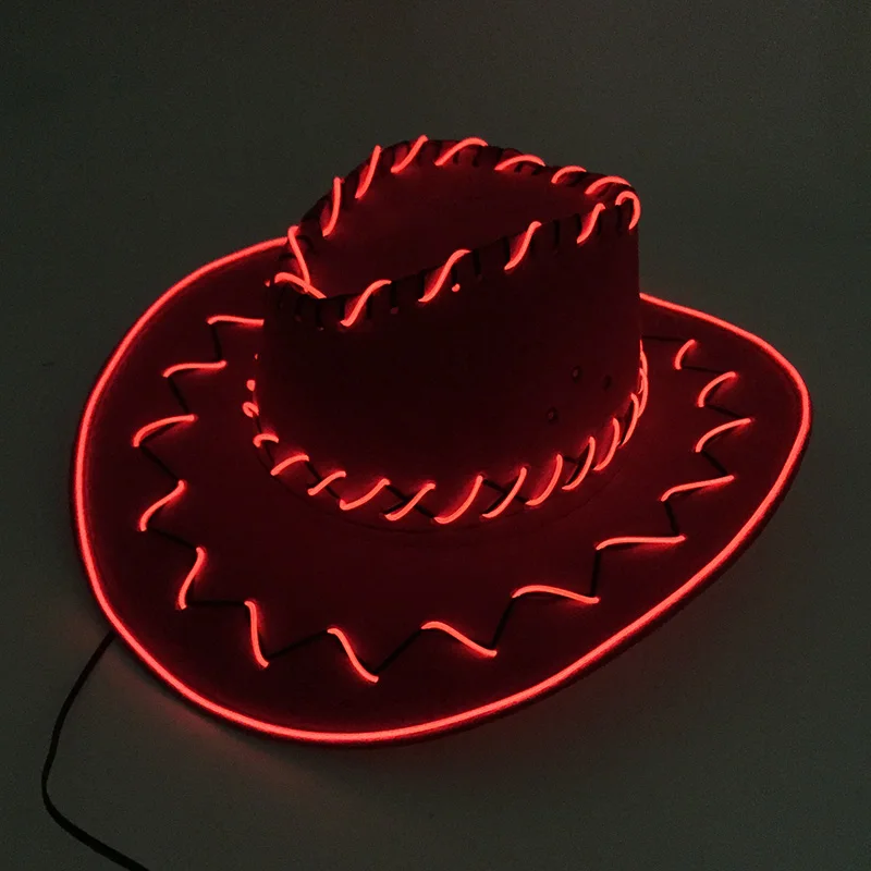 

Cool Luminous Light Up Western Cowboy Hat Glowing LED Red Cowboy Cap Men Women Cosplay Costume Supplies