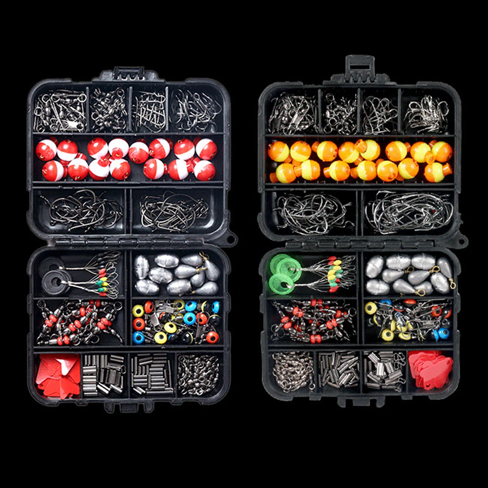 263pcs Outdoor Fishing Accessories Set with Tackle Box Including Plier Jig Hooks Sinker Weight Swivels Snaps Sinker Slides Kit