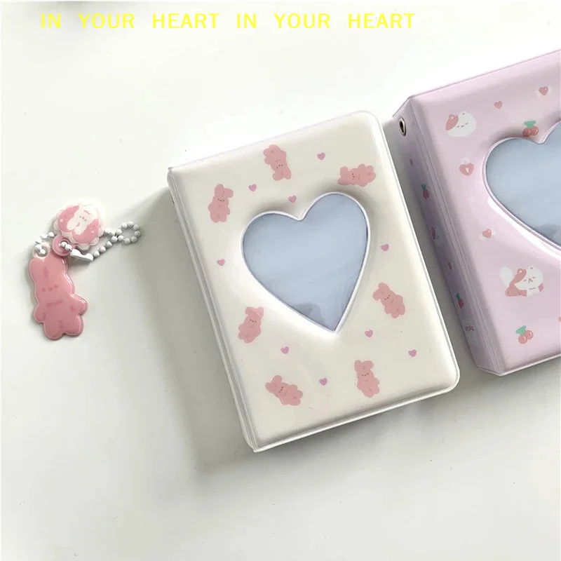 Album photo Ours Mignon 3 pouces, Étui de rangement pour photos avec découpe cœur, 36 cartes, Classeur pour cartes Kpop, Livre de cartes nominatives, Porte-photocards