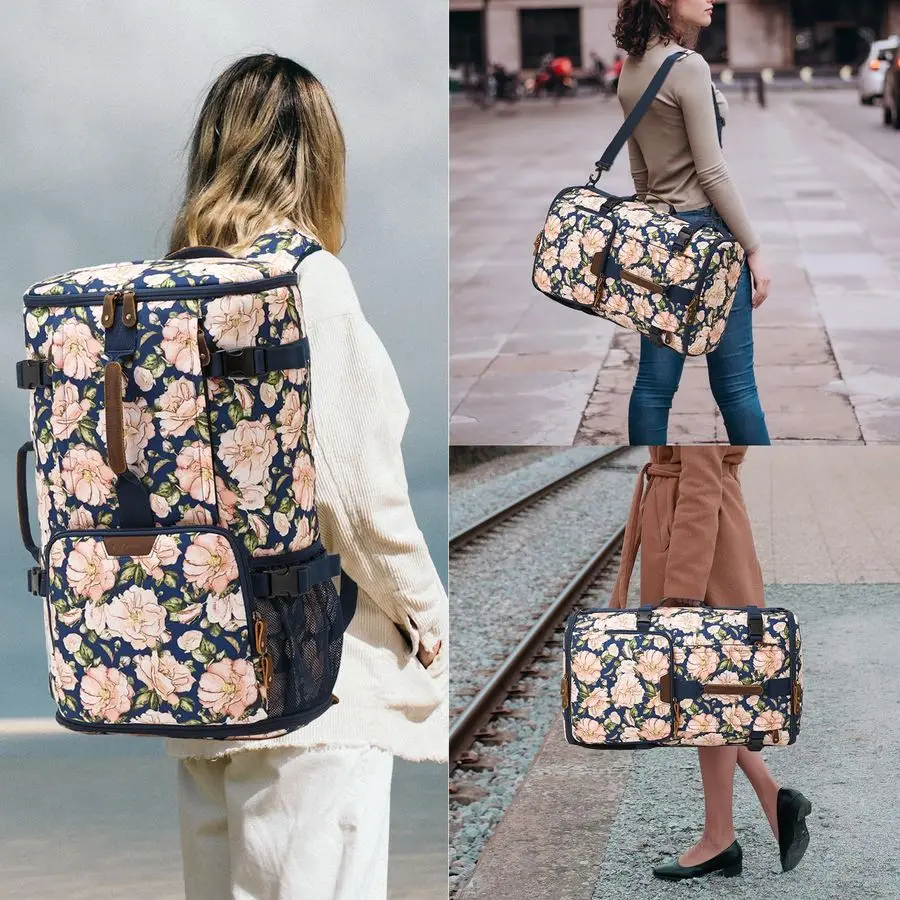 Mochila de viagem para mulheres, 40L Carry On Backpack Flight aprovado mochila conversível adequada para bolsa para laptop de 17,3 polegadas, F