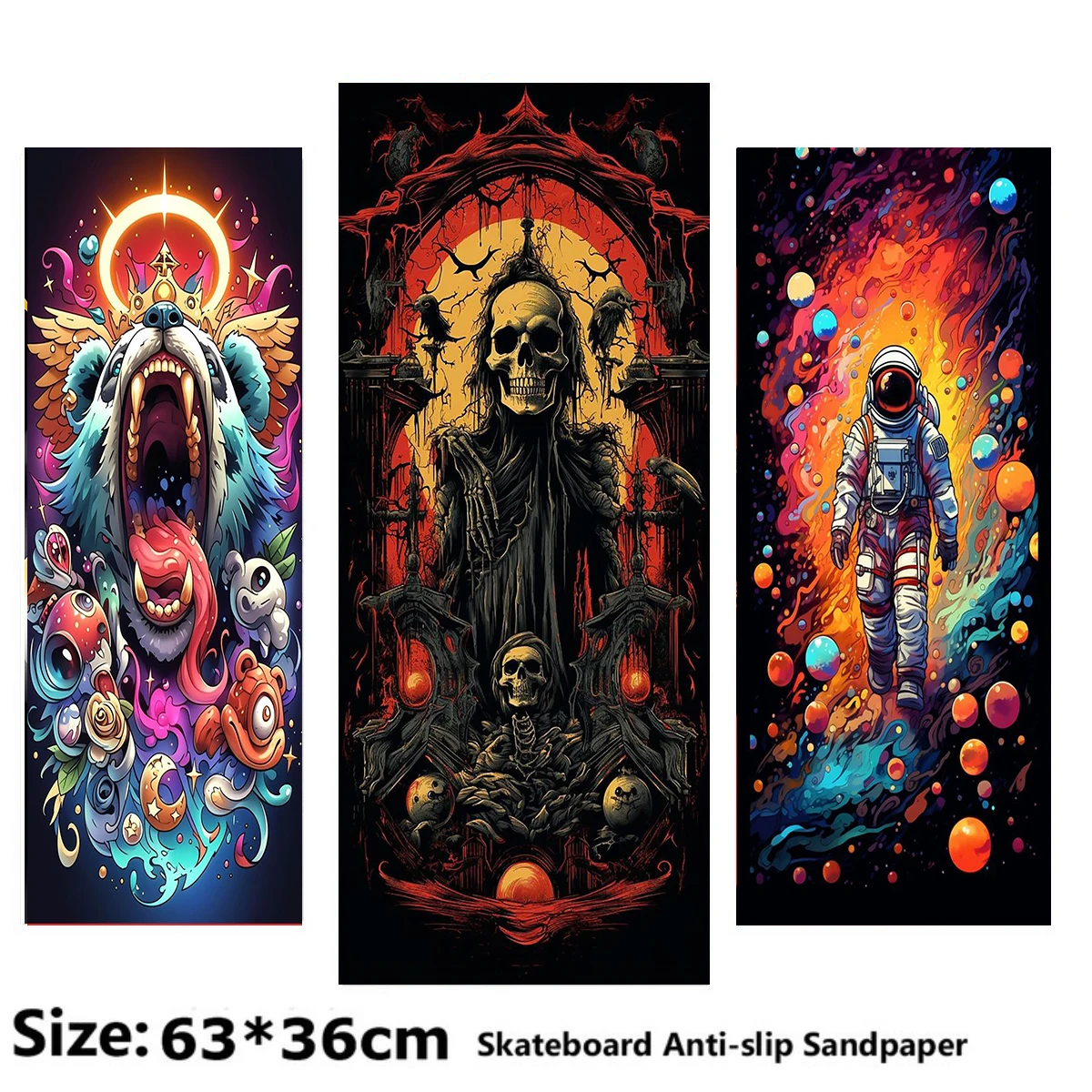 

Dead Tree Dark Skull Blue Bear Pattern Electric Scooter Anti-slip Sticker Sandpaper Skateboard Grip Tape Sheet 63*36cm