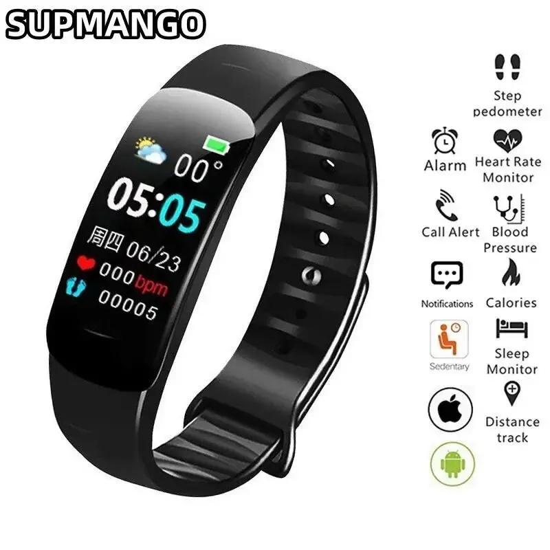 C1 P Smart Watch Men Women Bluetooth Step Counting Sports Bracelet Fitness Tracker Heart Rate Blood Pressure Sleep