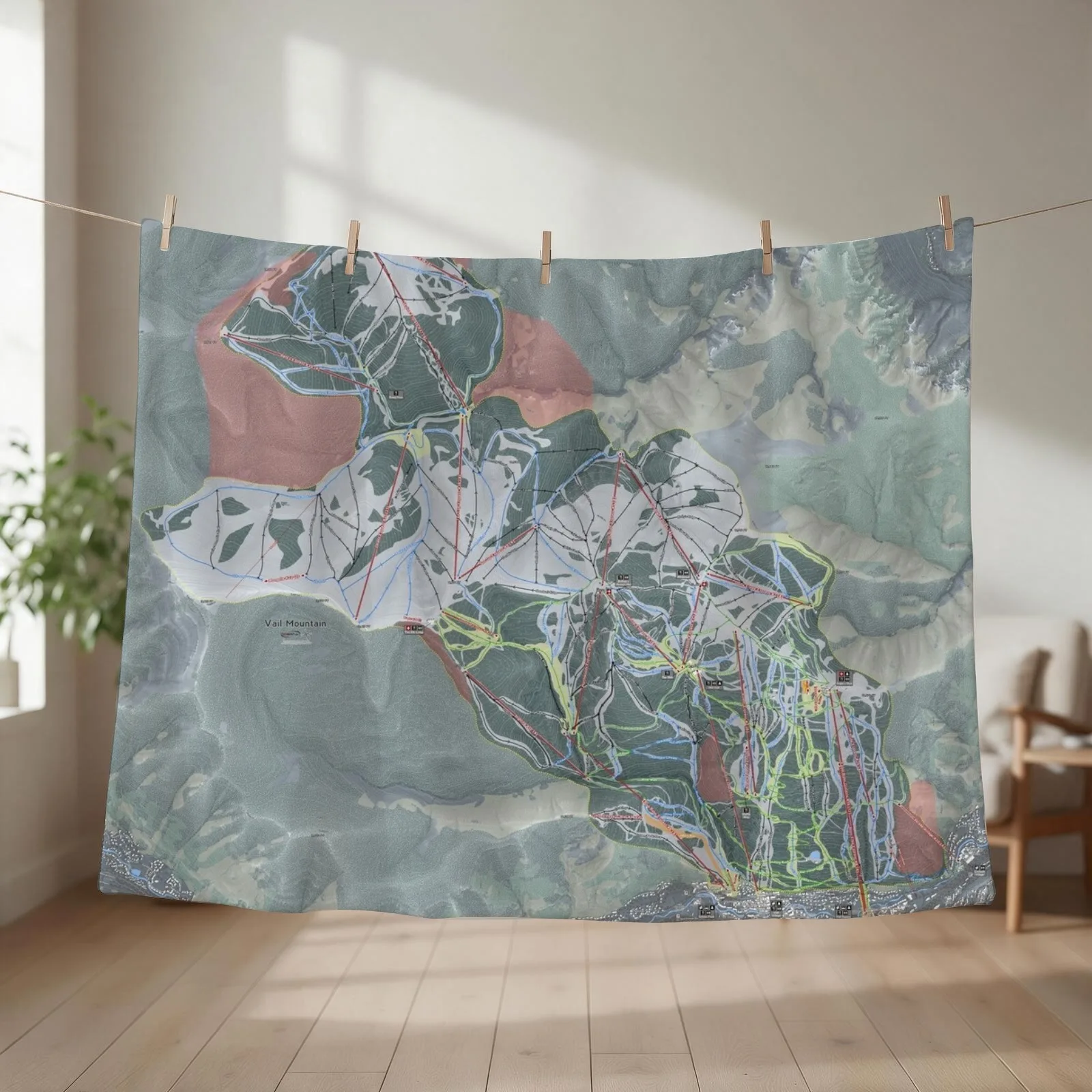 Vail Resort Trail Map Throw Blanket couch cozy soft plush fuzzy picnic outdoor blanket