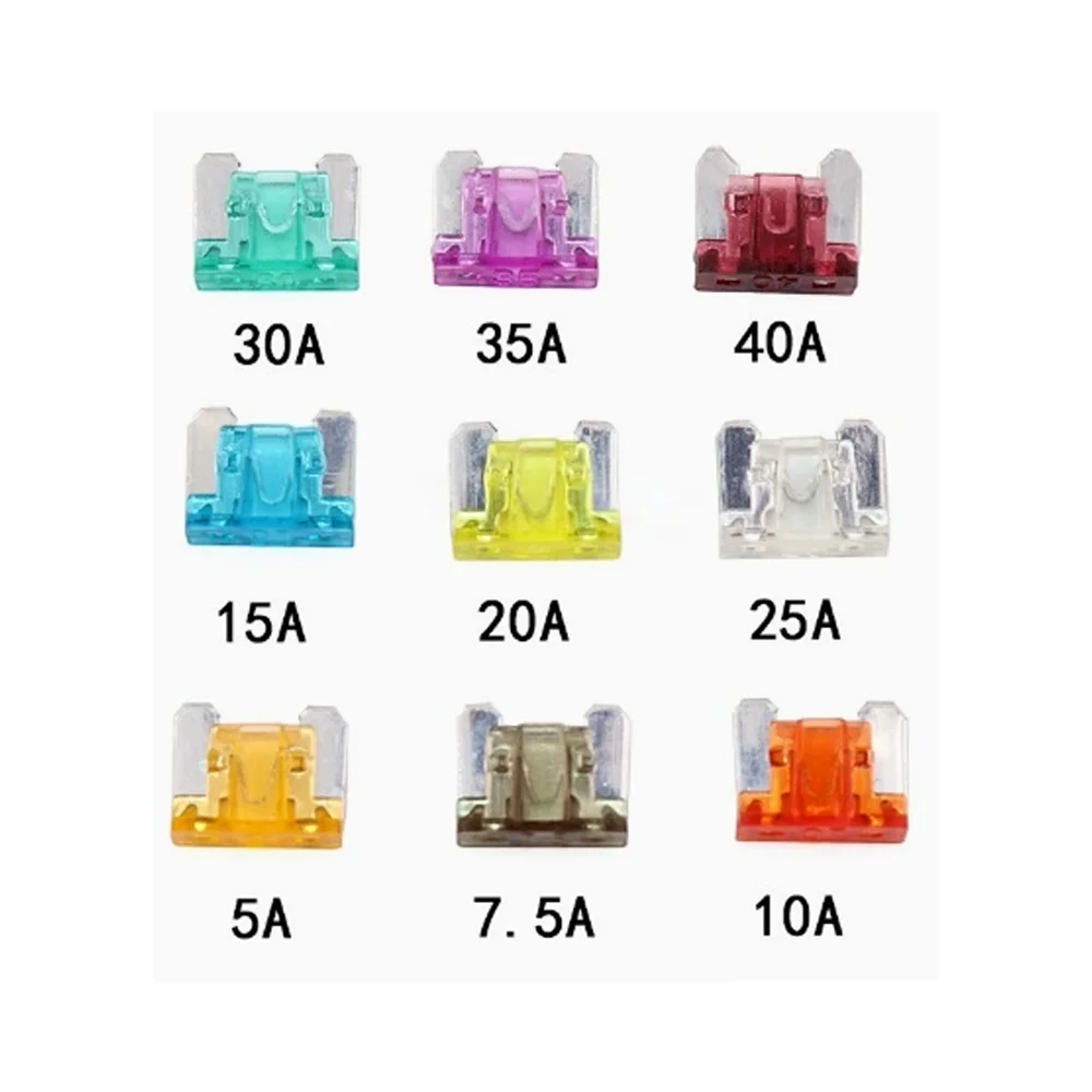 10pcs Micro Car Fuses Automotive Blade Type Mini Fuse 5A 7.5A 10A 15A 20A 25A 30A 35A 40A Auto Blade Type Fuse Set with Clip
