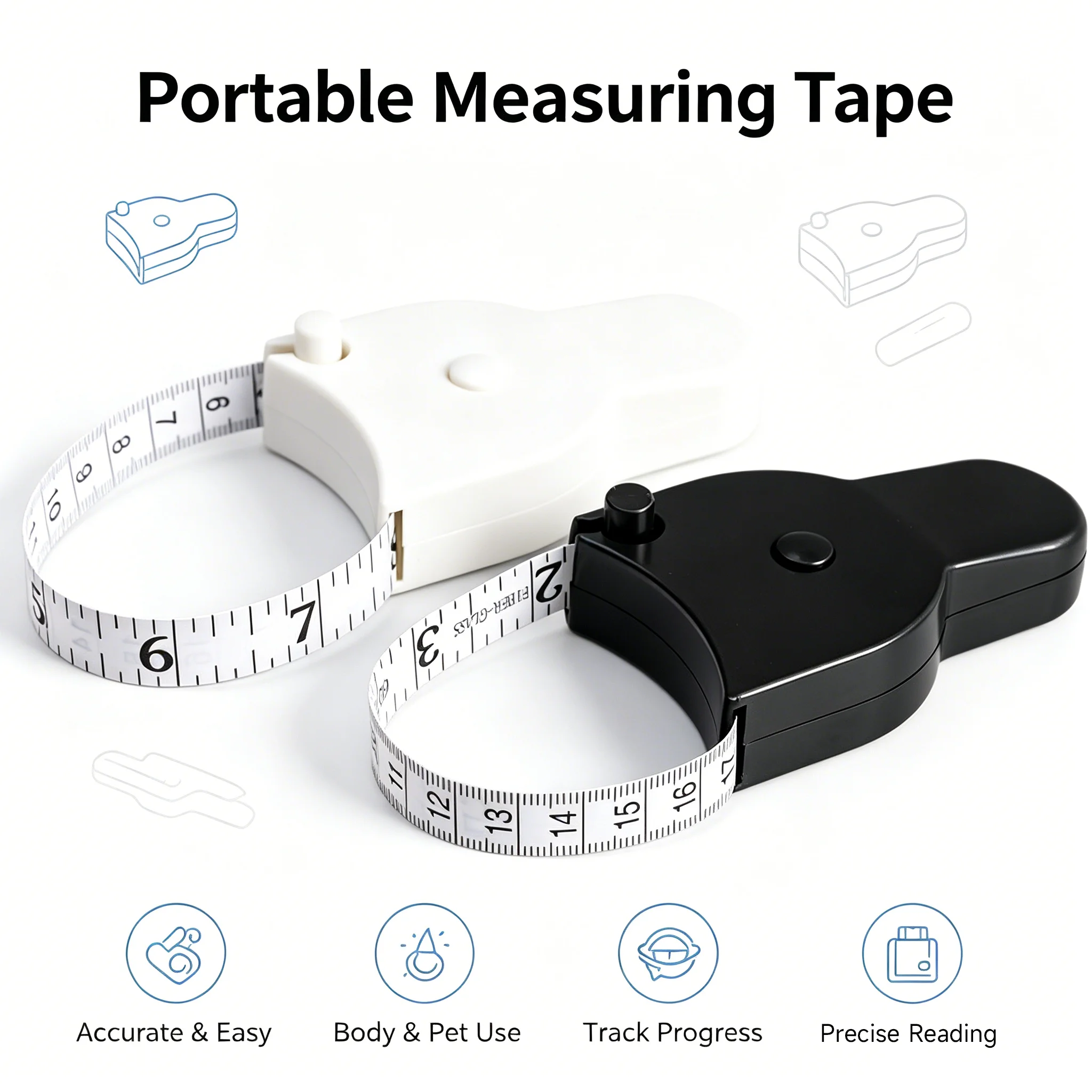 Portable Retractable Handheld Body Measuring Tape Self Measure Ruler For Fitness Bust Waist Hip Tracking Human Pet Clothes Multi