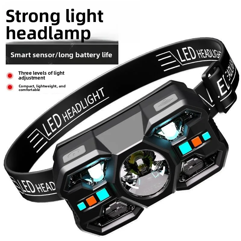 

Sensing headlamp for night fishing, ultra-light, head-mounted, long battery life, strong light, rechargeable, super bright, ligh