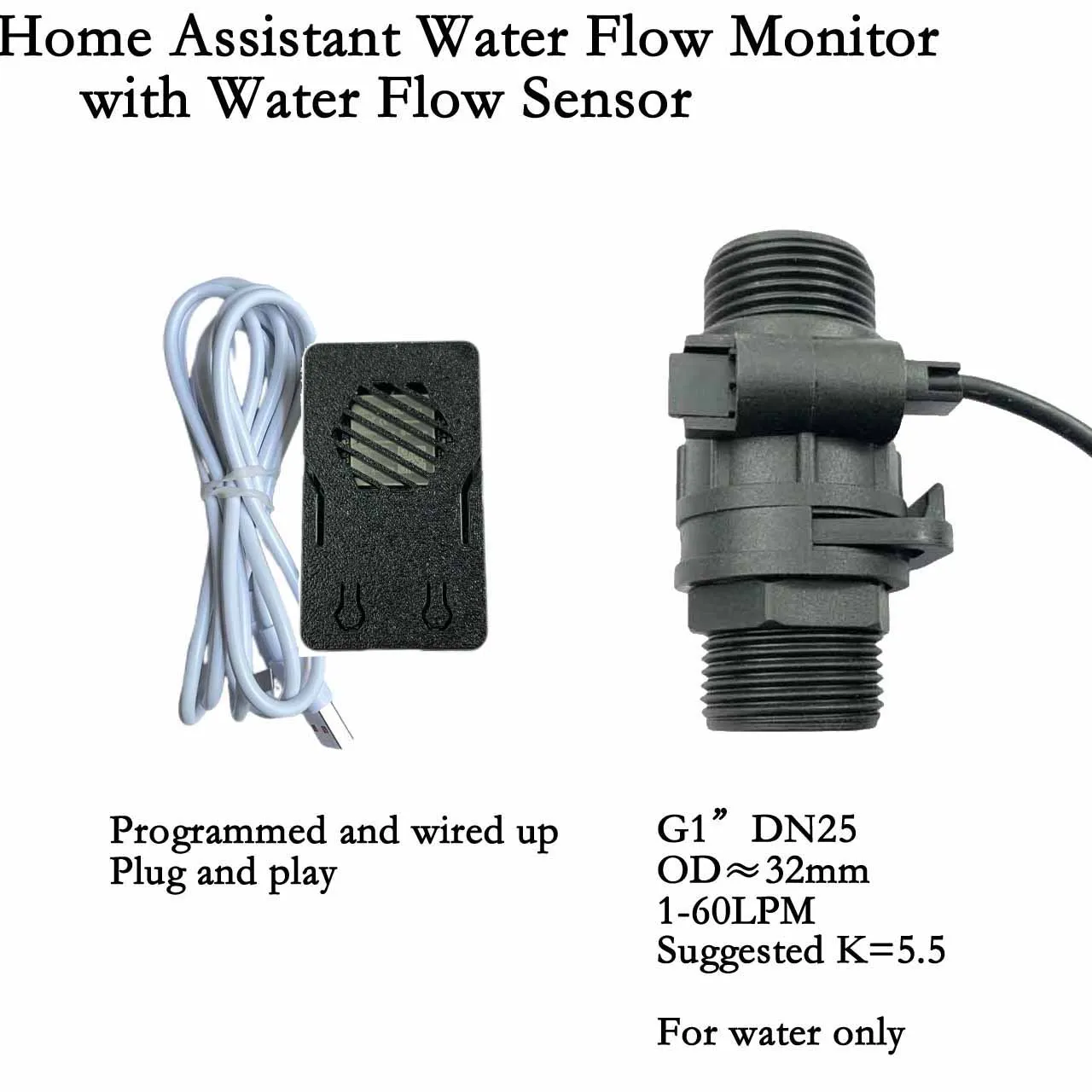 Sensor de flujo de agua de plástico, asistente para el hogar, Kit de flujo Wifi, medición de flujo de varios tamaños, medidor de flujo de turbina