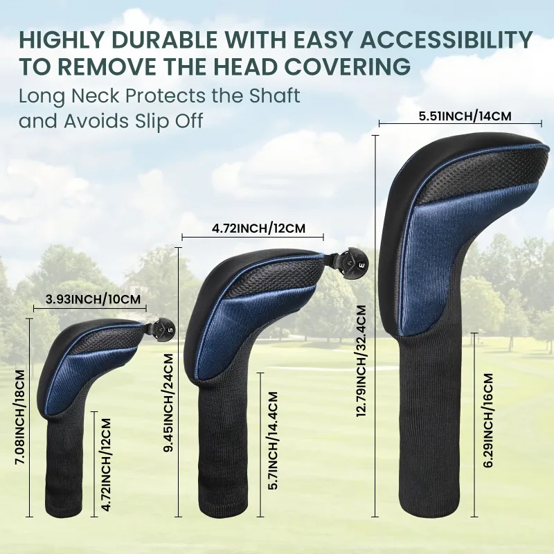 4-Piece Premium Golf Club Head Cover Set-Includes 1 Driver, 1 Fairway Wood & 2 Hybrids Universal Fit For Men & Women