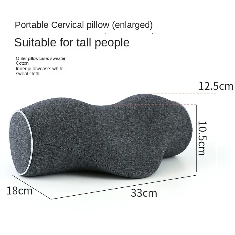 Cervical Spine Pillow Antiarch Traction Pillow PU Memory Cotton Pillow Core Pure Cotton Cover Portable Cervical Spine Pillow