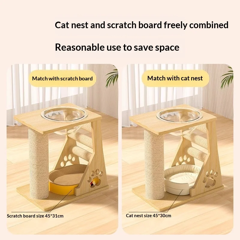 Árbol rascador extra grande para gatos de interior con cama y niveles - imagen 2