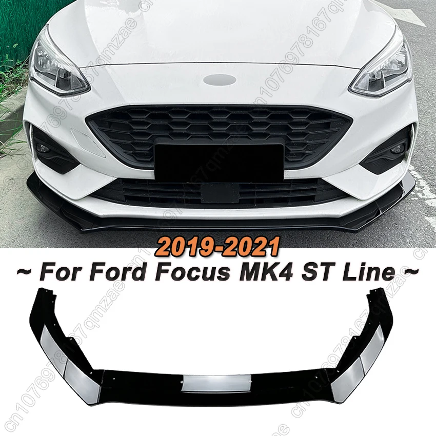 

Gloss Black 3PCS ABS Front Bumper Lip Spoiler Splitter Diffuser Retrofit For Ford Focus MK4 ST Line 2019-2021 Pre-LCI Tuning