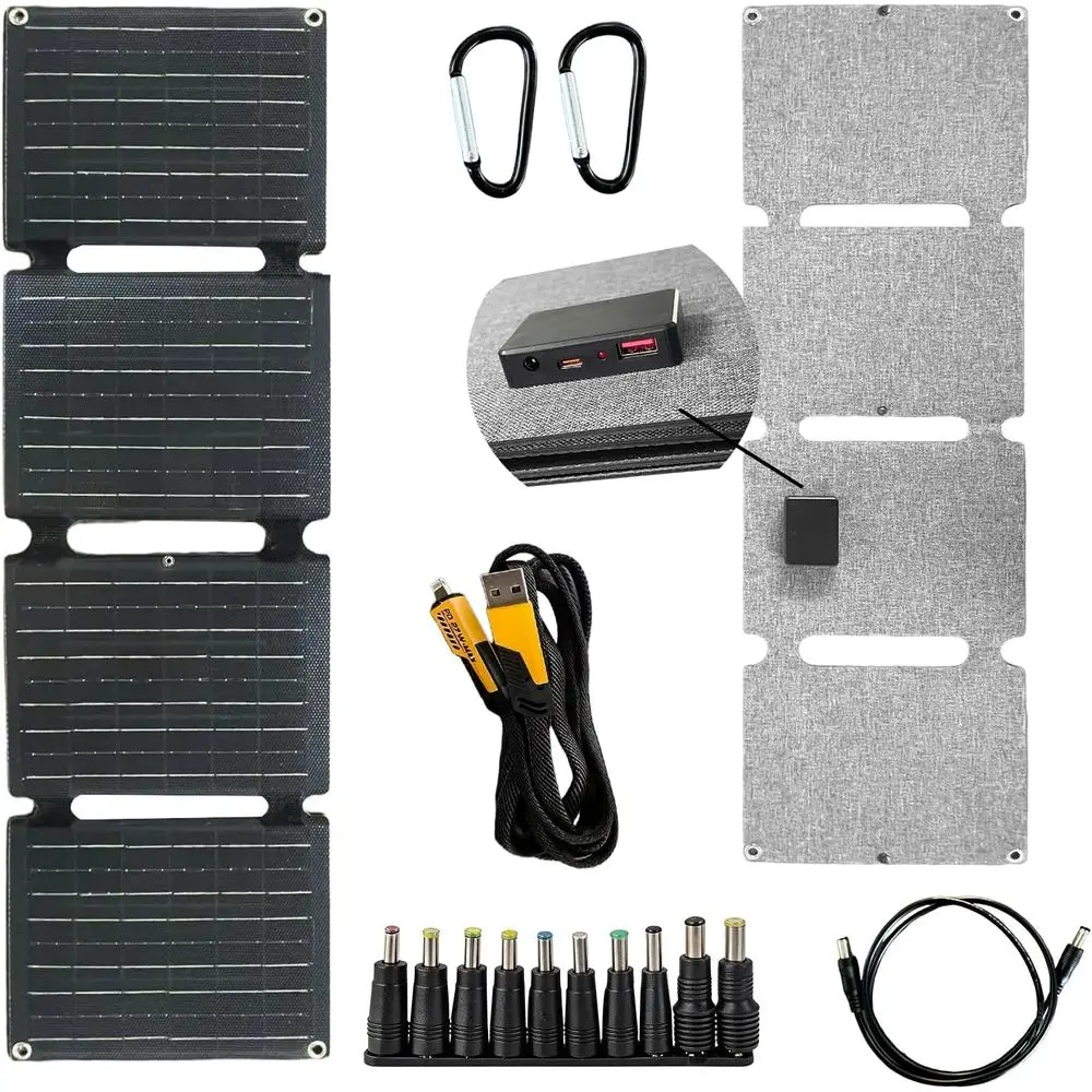 

Portable 40W Solar Panel with USB QC3.0 and DC Outputs, Waterproof for Outdoor and Emergency Power Supply
