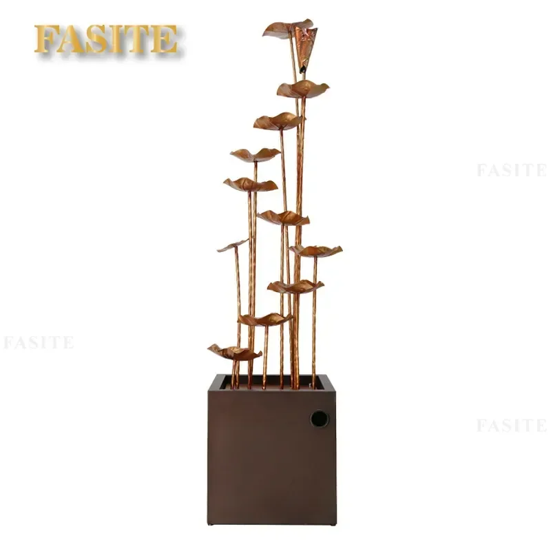 For Living Room Office Hotel Chinese Style Floor to Ceiling Lotus Leaf Flowing Water Ornament Humidifier Home Decoration TV