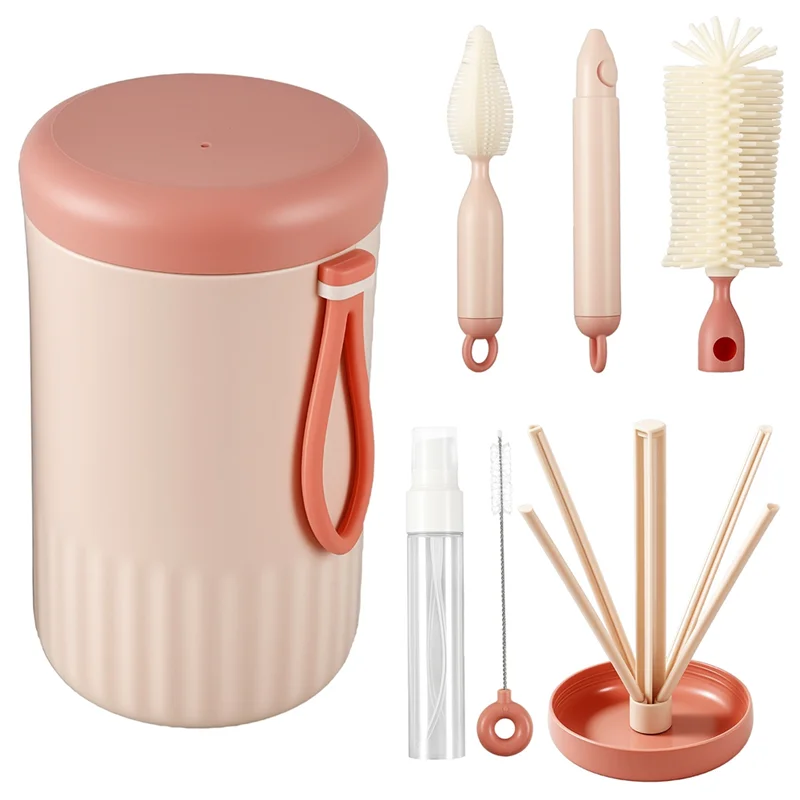 مجموعة فرش تنظيف زجاجات الأطفال AT29-Travel، رف تجفيف زجاجات الأطفال القابل للطي، مجموعة التنظيف الأساسية للسفر في الهواء الطلق