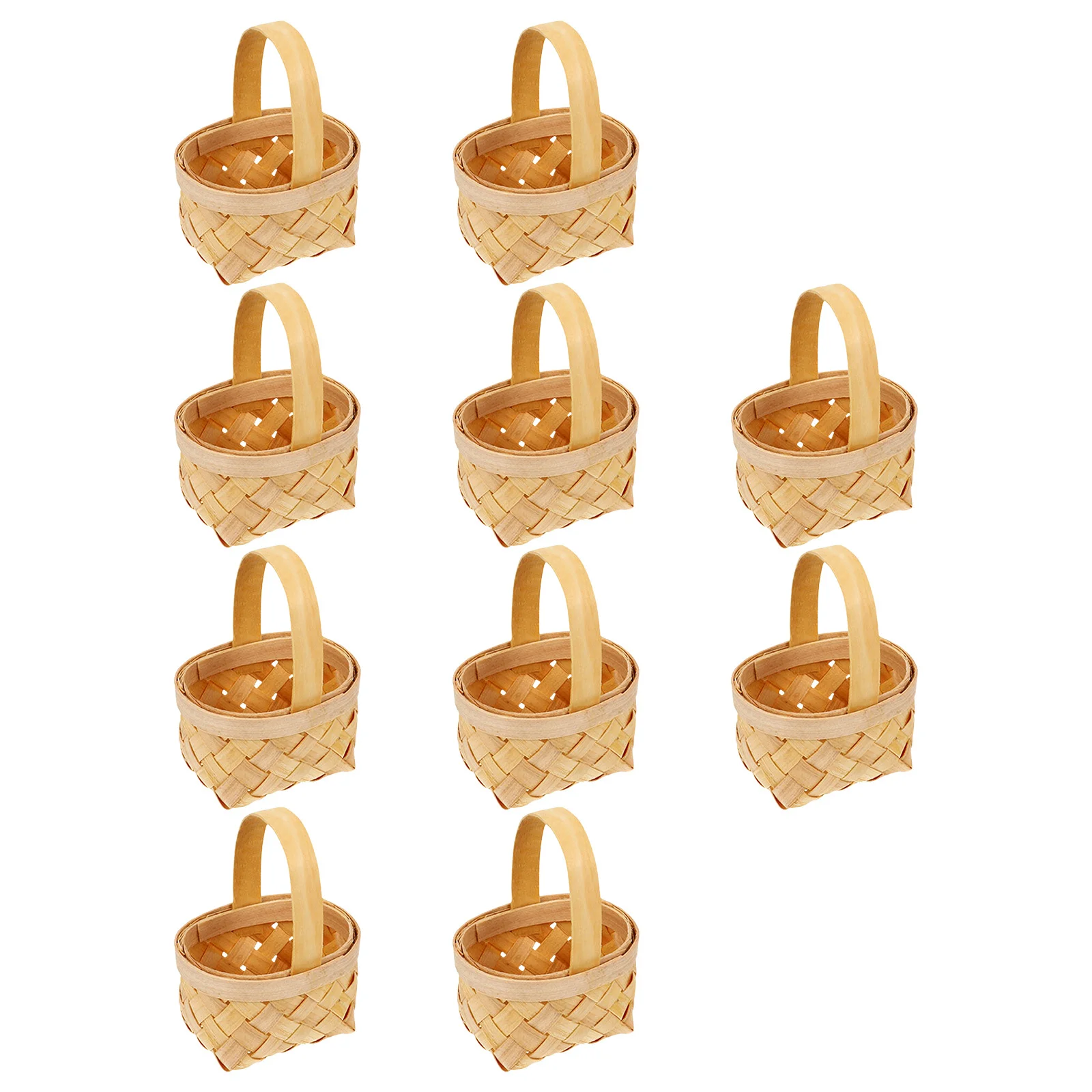

10Pcs Portable Wooden Baskets Multi-Purpose Gift Storage Basket for Anniversary Bridal Shower Party Supplies Handheld Basket