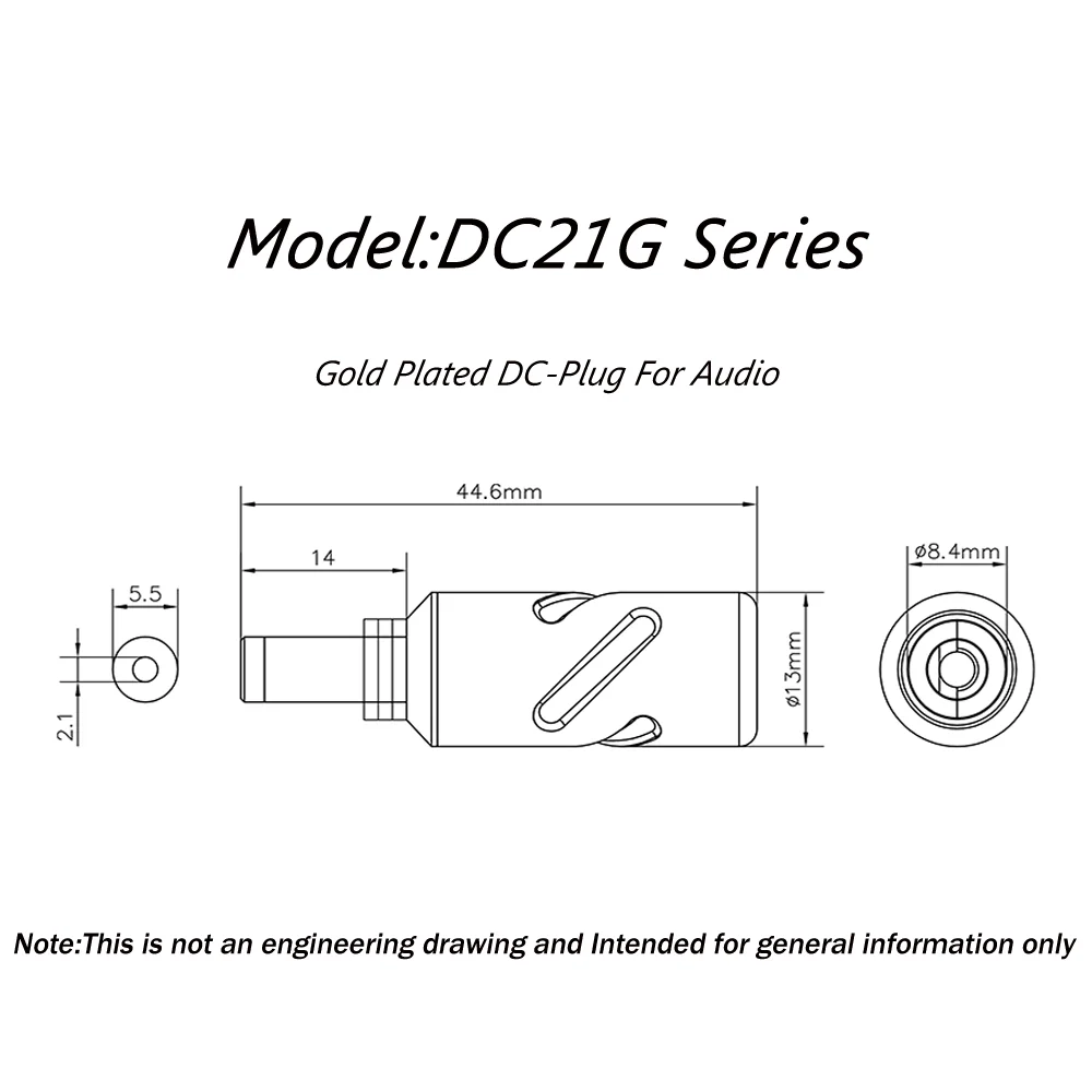 Monosaudio DC21G DC25G Stecker 24K vergoldete Stecker Jack DIY DC Barrel Stecker Für Audiophile – Detail 3