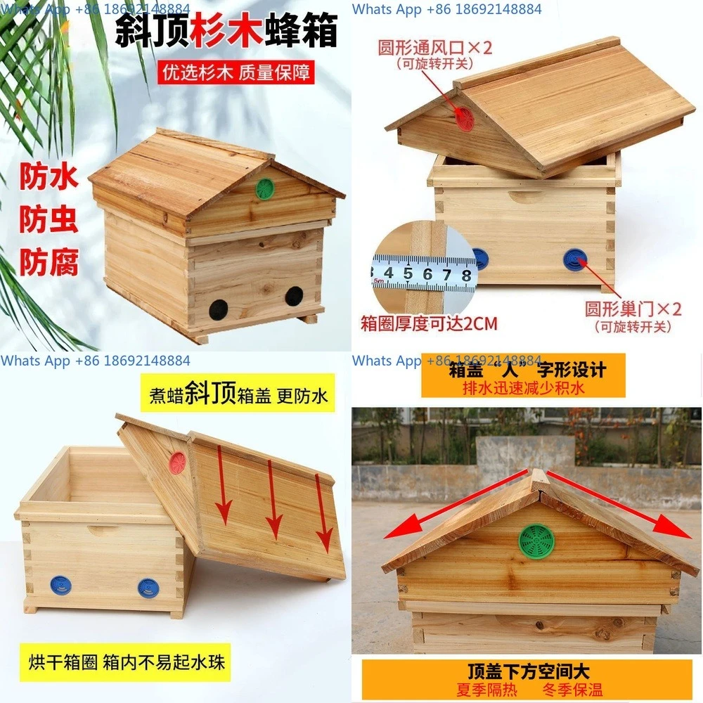 

Beehive Kit with Wooden Hive Frames and Wax Foundation for Beekeeping Standard Size 10 Frame Hive with Feed Grinder