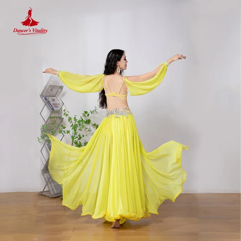 Belly Dance Costume Suit for Women Children Winter Long Sleeves Bra+chiffon Skirt 3pcs Female Oriental Belly Dancing Outfit