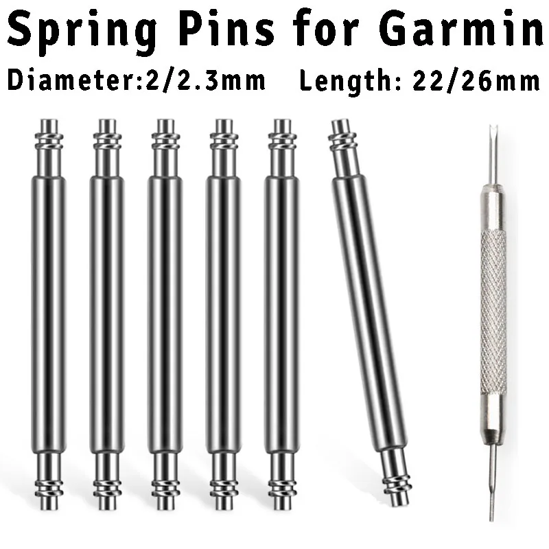 2 pcs 4 pcs Stainless Steel Watch Band Pins For Garmin Fenix 6 6pro 7X PRO 5 EPIX Approach S70 Needles 22mm 26mm Spring Bars