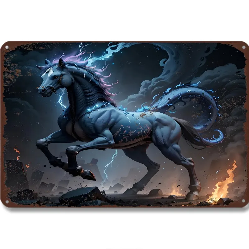 

1pc Mythical Horse Metal Tin Sign, 7.9x11.8"/11.8x17.7" Aluminum Wall Art, Vintage Fantasy Decor for Home, Office, Hotel, Cafe