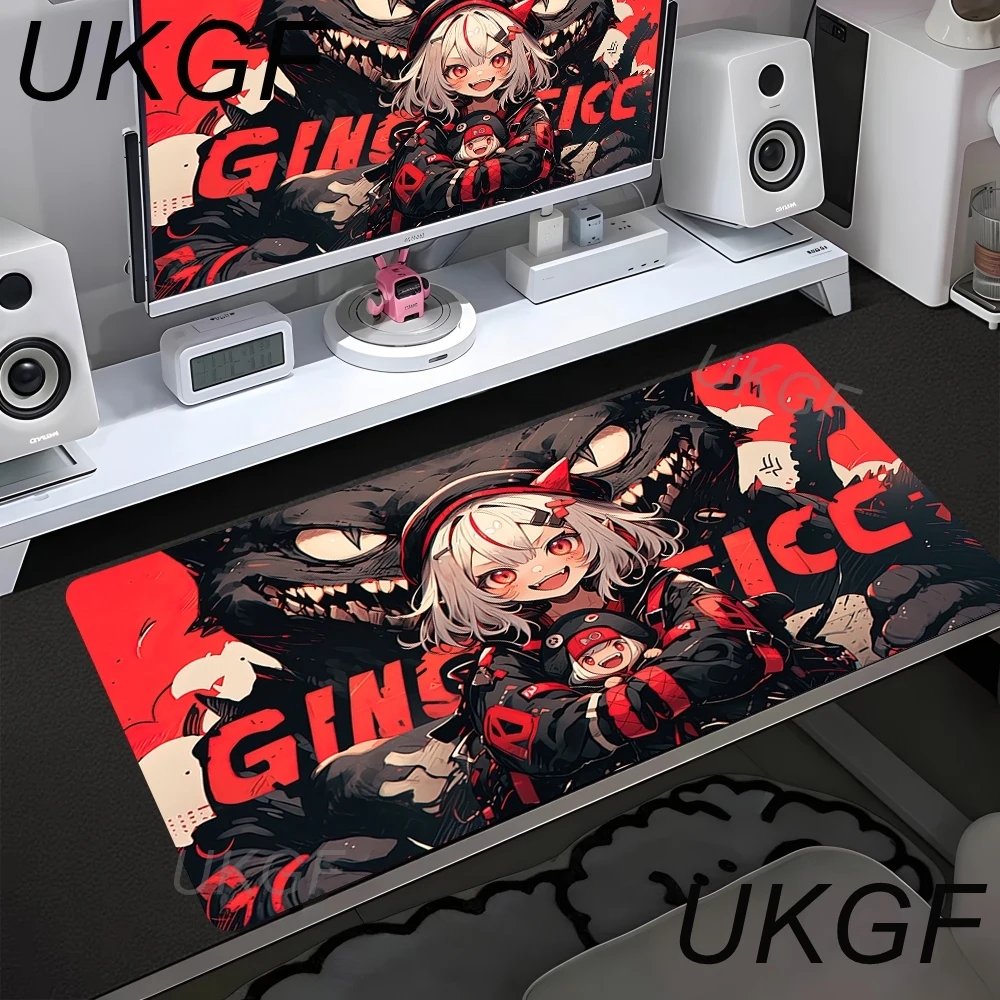 Cartoon Art Pink Anime Kawaii Girl and Kitten Mouse Pad Non-slip Lockedge Thickened Desktop MousePad Large Gaming Office Student