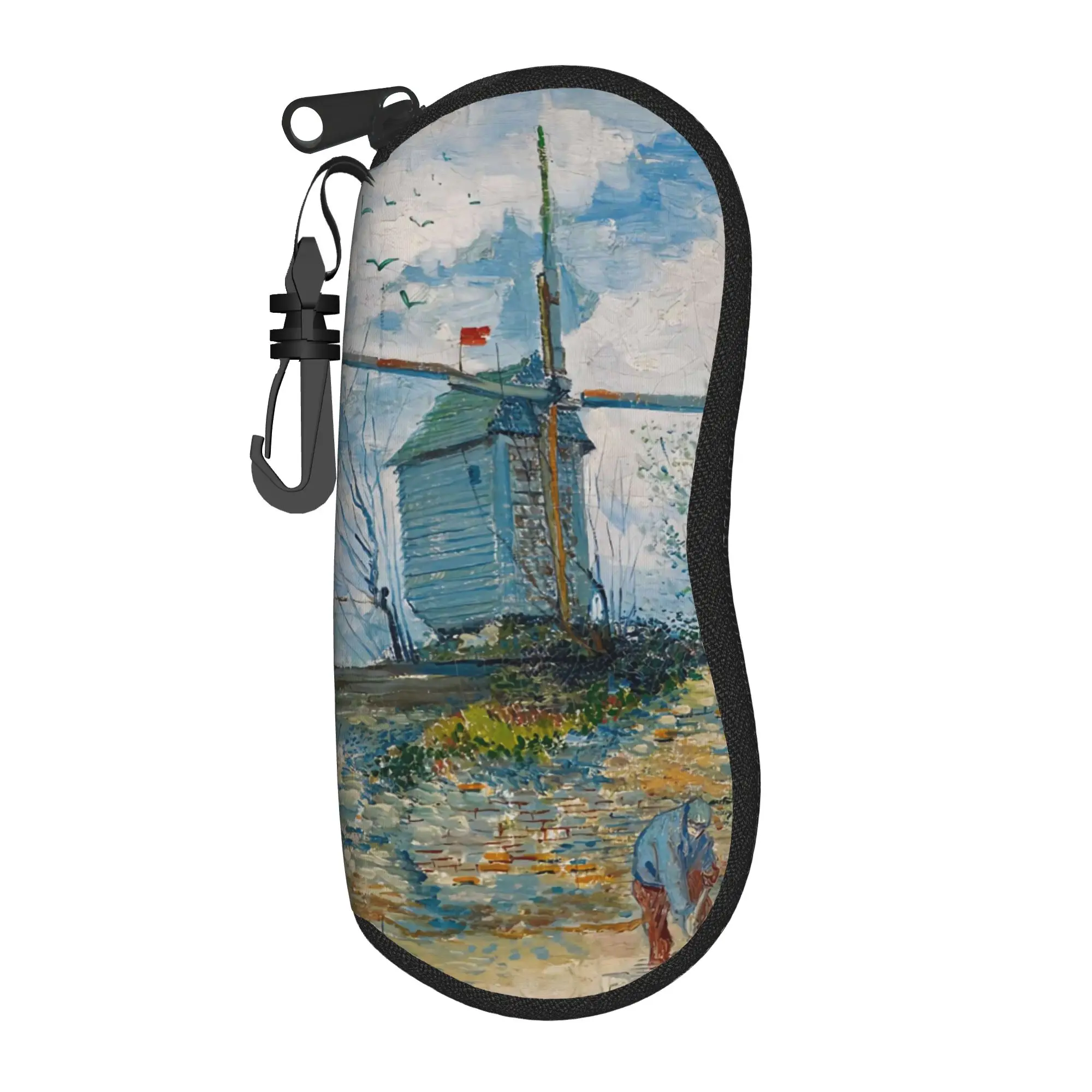Van Gogh The Mill of the Galette Glasses Case  Zipper Sunglasses Case Vintage Daily Eyeglass Protector Men Women Eyewear Bag