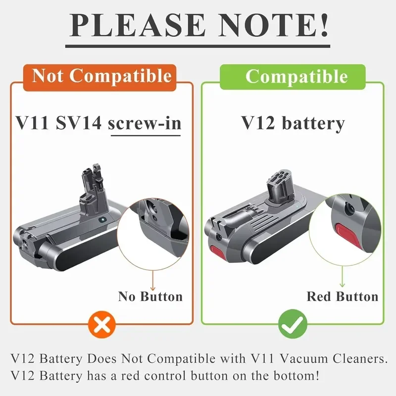 [New] V12 Battery Replacement 8000mAh Battery with V12 Detect/Slim/Absolute/Fluffy SV46 Series (Not for SV12)