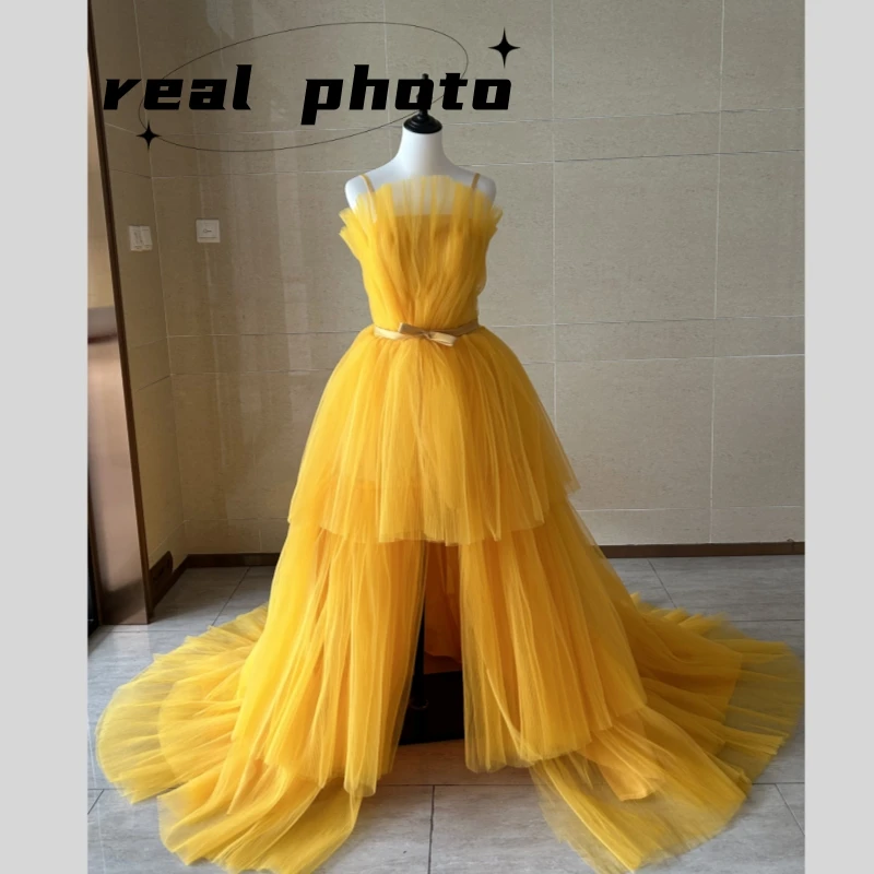 Sexy Spaghetti Straps Wedding Dresses Classic Tulle Bridal Dress With Train New Simple Fashionable Party Dresses Customized