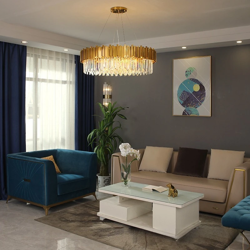 الذهب كريستال أضواء الثريا Led مصباح غرفة المعيشة ديكور غرفة نوم الثريات المطبخ جزيرة تركيبات إضاءة داخلية