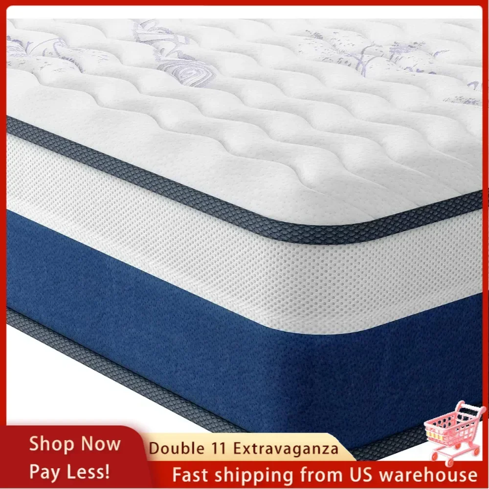 

10 Inch Innerspring Hybrid Full Mattress/Bed in a Box, Medium Firm Plush Feel - Multi-Layer Memory Foam and Pocket Spring